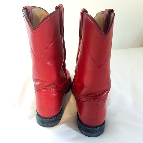 Justin Women's Vintage Red Kipskin Leather Roper Cowboy Boots (Sz: 8.5 B) - Picture 7 of 11